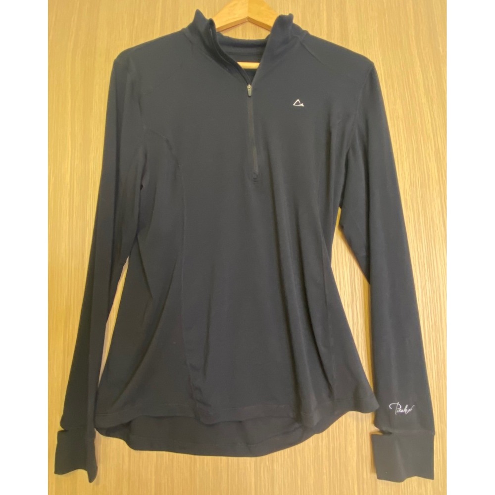Paradox Womens Large 1/4 Zip Pullover Top Black Merino Wool Blend DriRelease